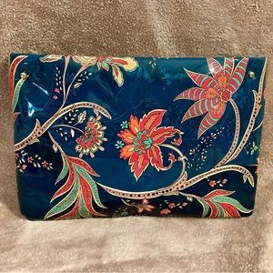 Desigual clutch/shoulder bag with flowers vegan patent leather